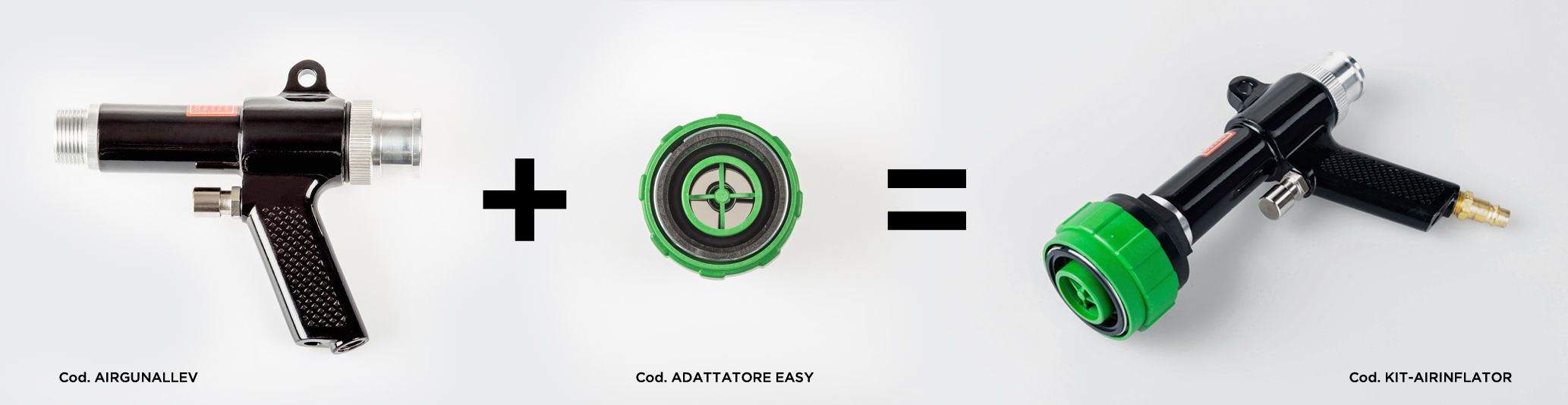 Cod. AIRGUNALLEV + Cod. ADATTATORE EASY = Cod. KIT-AIRINFLATOR