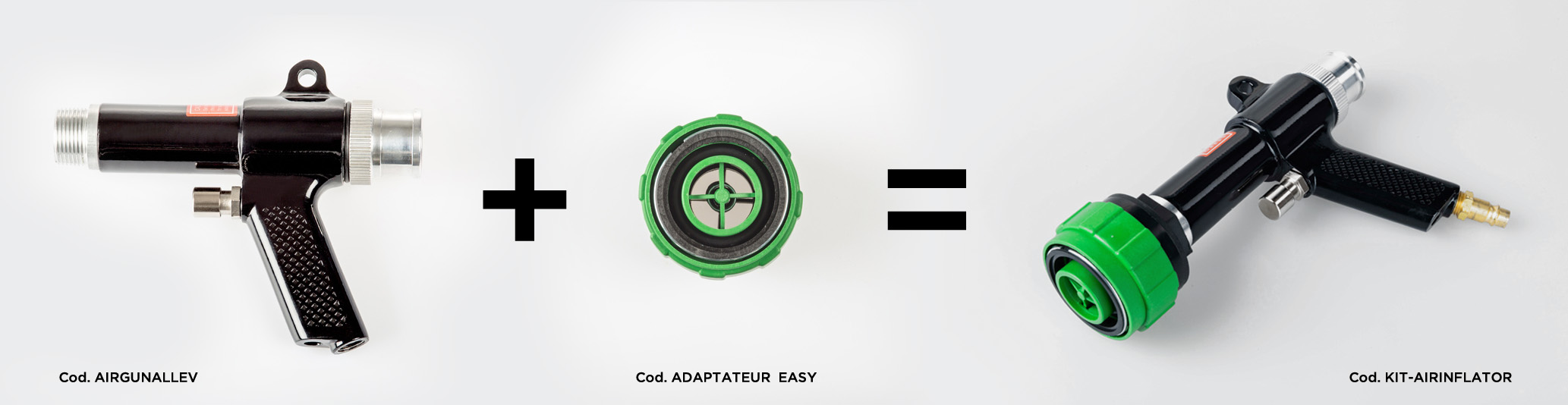 Code AIRGUNALLEV + Code ADAPTATEUR  EASY = Code KIT-AIRINFLATOR